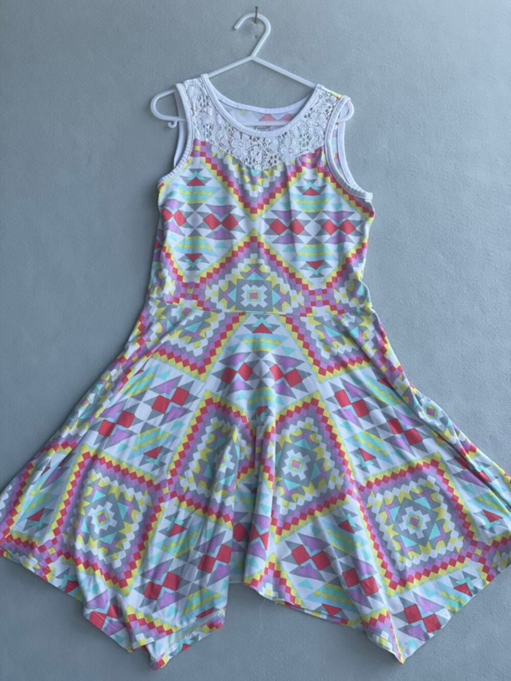 WONDER NATION GIRLS GEOMETRIC LACE SLEEVELESS DRESS - SIZE 7 TO 8